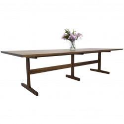 BRIT Custom Walnut Dining Table - Trestle Design, Beveled Top, Modern Farmhouse - Perfect for Family Gatherings