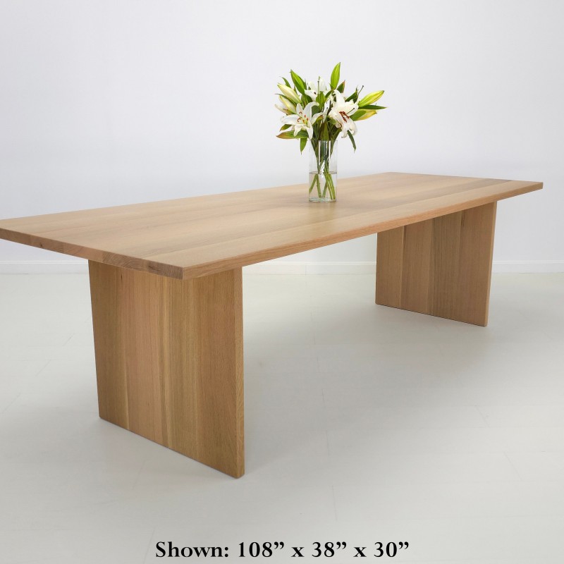 Custom LILY Dining Table - 1.5" Thick White Oak, Farmhouse Style, Extensions Available, Handcrafted to Order