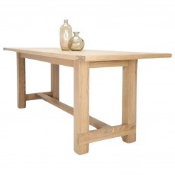 Custom RÉMY Dining Table - Seawashed Cerused Finish, Breadboard Ends, Beam Legs - Coastal & Farmhouse Style