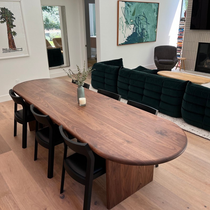 HANA Custom Walnut Dining Table - Oval Top, Bullnose Edge, Custom Sizes - Luxurious Dining Room Addition