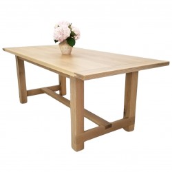 Custom RÉMY Dining Table - White Oak, Trestle Base, Beam Legs, Breadboard Ends - Heirloom Quality