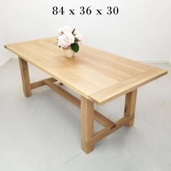 Custom RÉMY Dining Table - White Oak, Trestle Base, Beam Legs, Breadboard Ends - Heirloom Quality