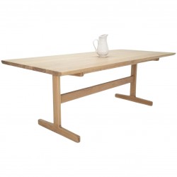 BRIT Custom Trestle Table - White Oak, Beveled Top, Custom Sizing - Ideal for Family Gatherings