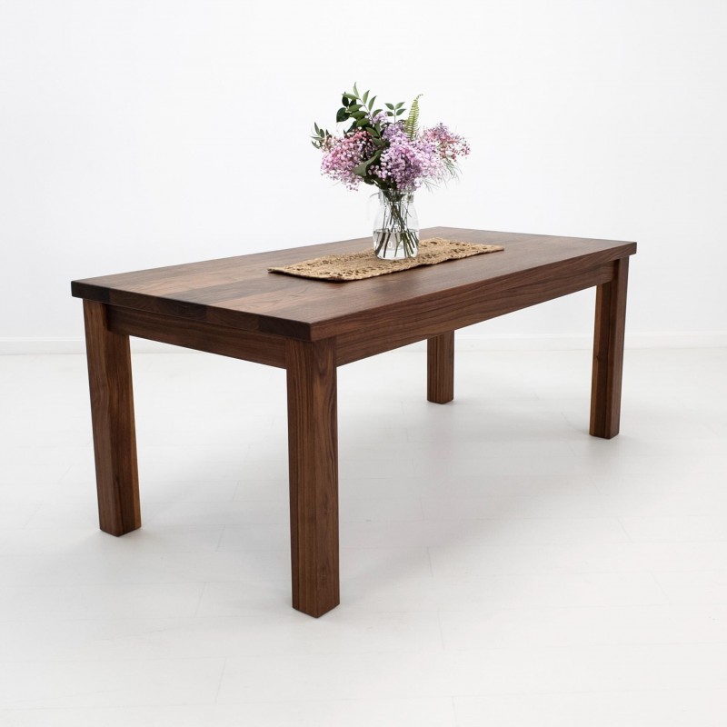 JONA Dining Table - Black Walnut, Beam Legs, Parsons Design, Custom Sizing, Optional Table Extensions