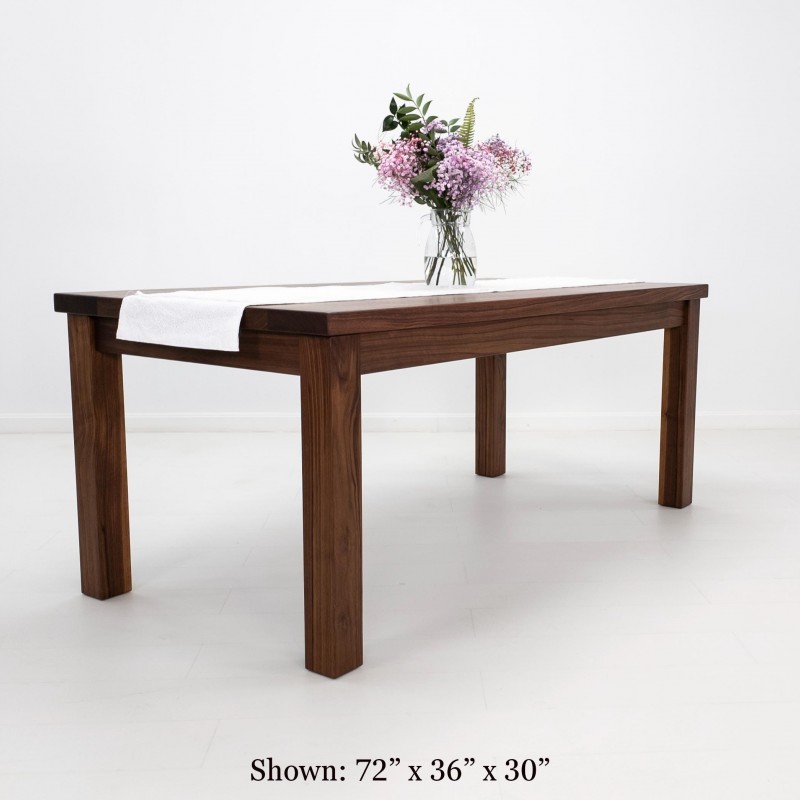 JONA Dining Table - Black Walnut, Beam Legs, Parsons Design, Custom Sizing, Optional Table Extensions