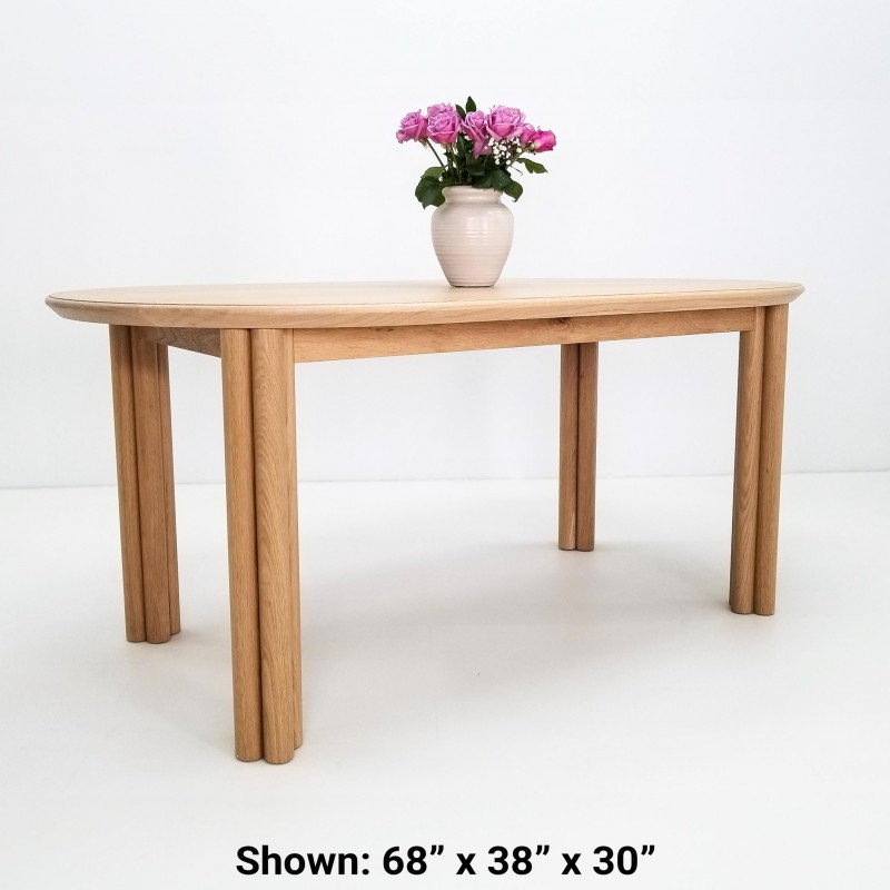 Custom BEAU Oval Dining Table - Solid Wood Table with Clustered Cylinder Legs, Handcrafted in White Oak, Walnut, or Ashwood