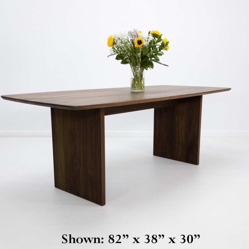 Custom Walnut GLEE Table - Fluted Legs, Radius Corners, Optional Extensions - Artisan Dining Furniture