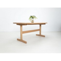 Custom BANQ Banquette Table - White Oak, Oval Top, Trestle Base - Ideal for Intimate Gatherings