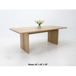 Custom Seawashed DIVI Dining Table - Solid White Oak with Cerused Finish, Split-Leg Design, and Beveled Edge, Handcrafted to Order