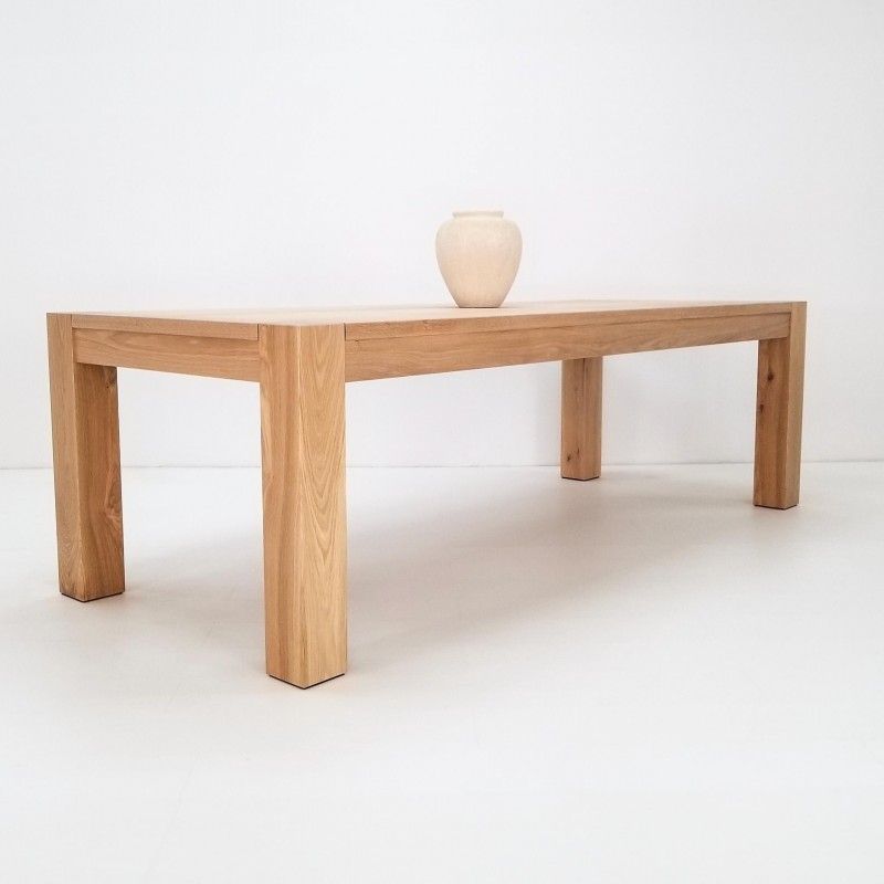 Custom White Oak JAQI Dining Table - Breadboard Ends, Parsons Style - Perfect for Family Gatherings