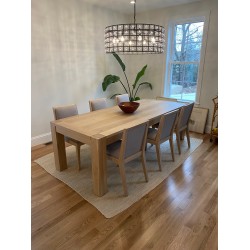 Custom White Oak JAQI Dining Table - Breadboard Ends, Parsons Style - Perfect for Family Gatherings