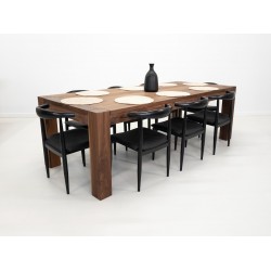 Custom Walnut JAQI Dining Table - Breadboard Ends, Parsons Style - Heirloom Dining for Family Gatherings