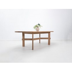 COLT Dining Table - Oval Top, Exposed Mortise & Tenon Joinery, White Oak Stretcher Design - Handcrafted Hardwood Furniture