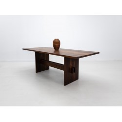 Custom Duke Dining Table - Solid Oval Wood Top, Trestle Base, Water & Stain Resistant