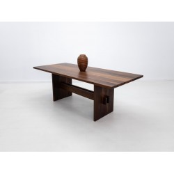 Custom Duke Dining Table - Solid Oval Wood Top, Trestle Base, Water & Stain Resistant