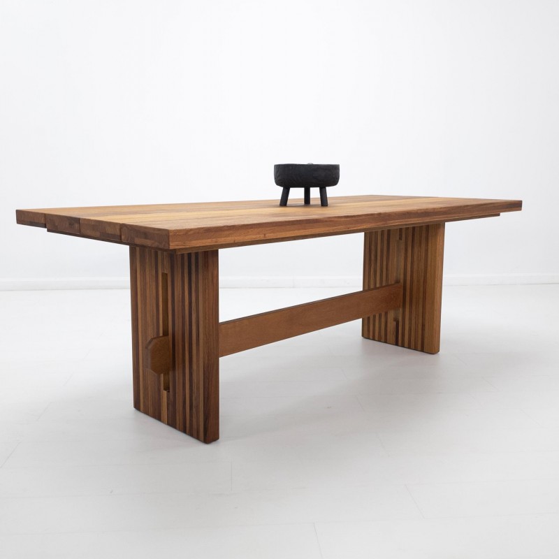 TATE Outdoor Table - Iroko Wood, Slatted Top, Weather-Resistant, Custom Sizing