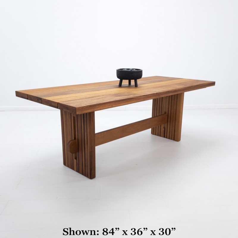 TATE Outdoor Table - Iroko Wood, Slatted Top, Weather-Resistant, Custom Sizing