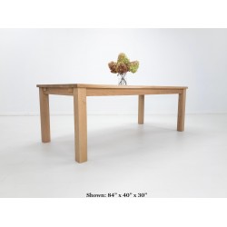 JONA Dining Table - White Oak, Beam Legs, Parsons Design, Custom Sizing, Optional Table Extensions