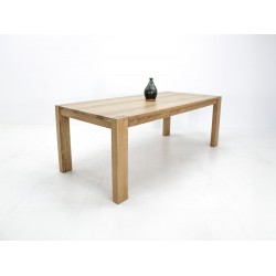 Custom KALU Dining Table - Cerused White Oak with Seamless Top, Exposed End Grain Legs, and Clear Matte Finish