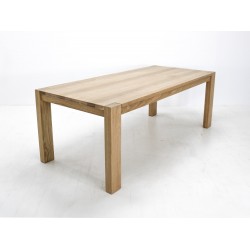 Custom KALU Dining Table - Cerused White Oak with Seamless Top, Exposed End Grain Legs, and Clear Matte Finish