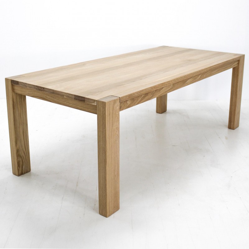 Custom KALU Dining Table - Cerused White Oak with Seamless Top, Exposed End Grain Legs, and Clear Matte Finish