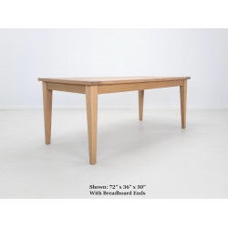 ARAN Custom Dining Table - Seamless Top, Breadboard Ends, Tapered Legs, Farmhouse Style - Perfect for Family Gatherings